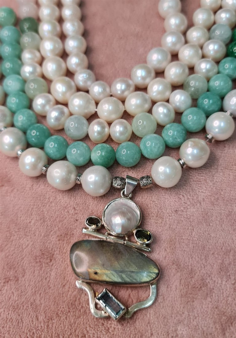 Amazonite & Pearl Necklace