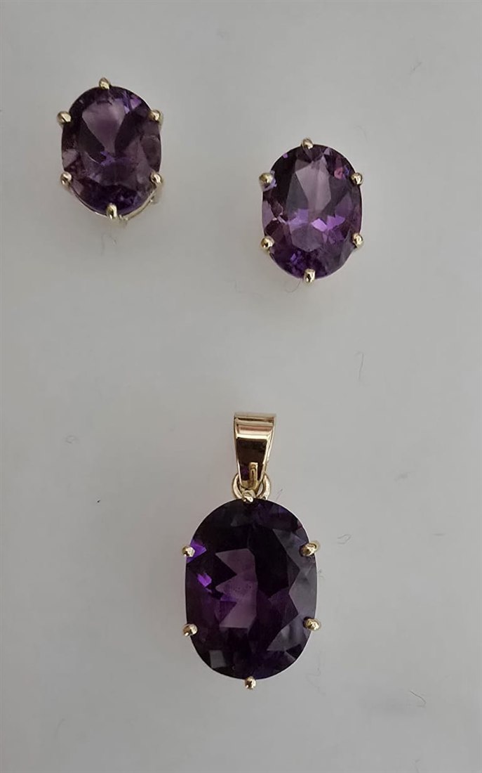 Amethyst Pendant & Earring Set
