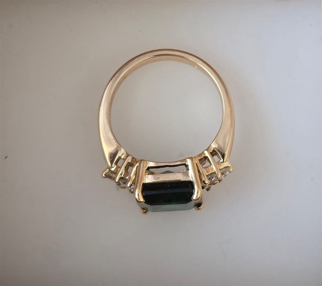 Green Tourmaline Baguette Ring