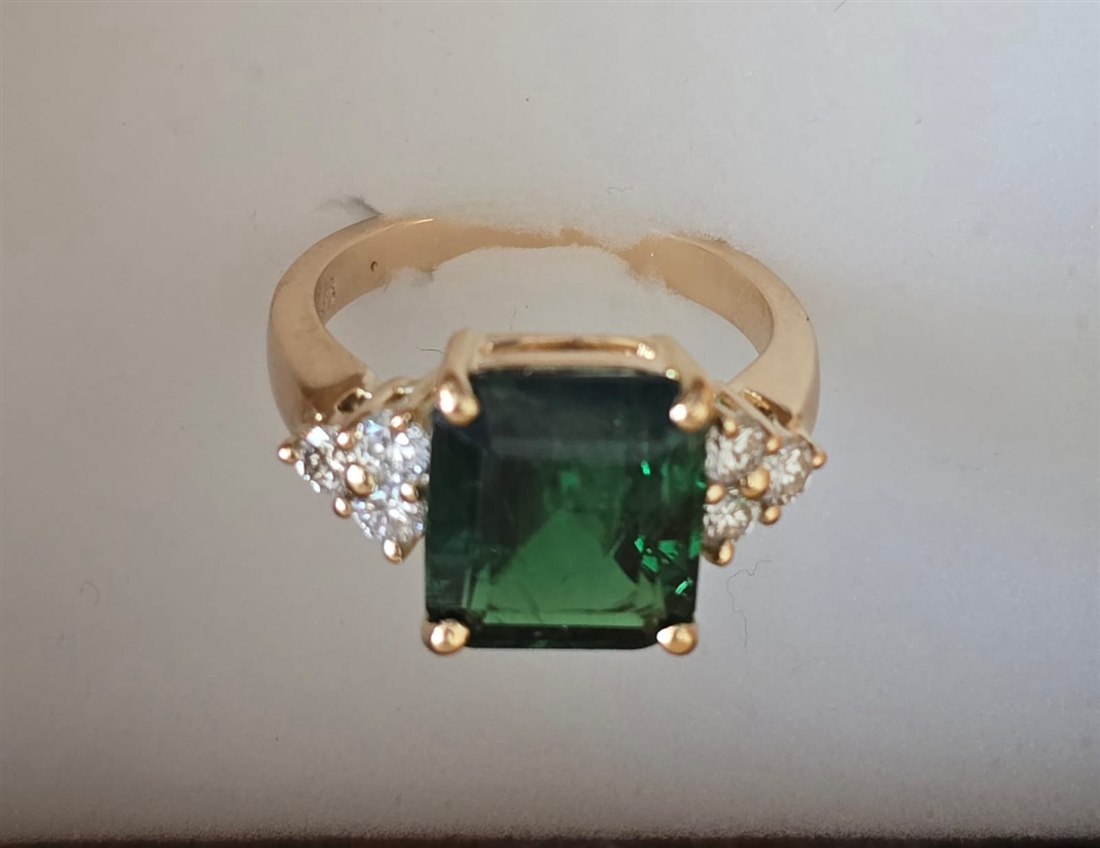Green Tourmaline Emerald-Cut Ring