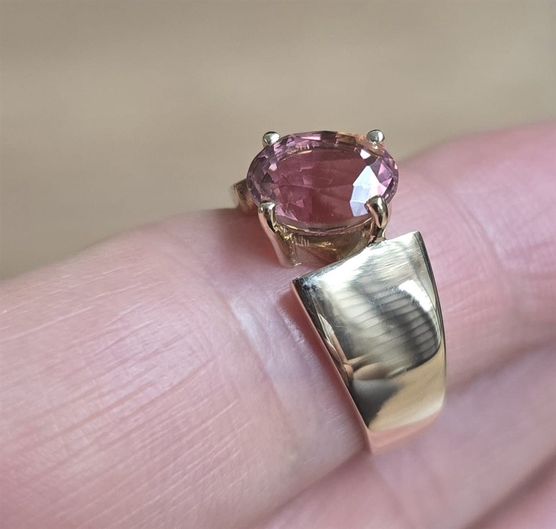 Pink Tourmaline Wide-Band Ring