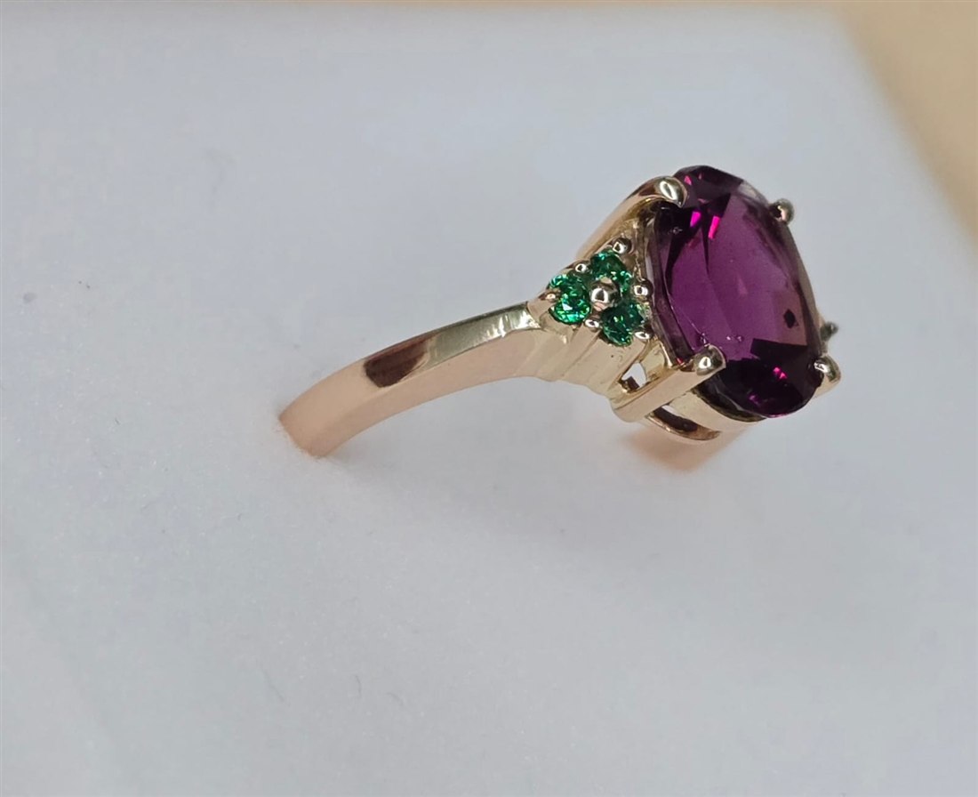 Rhodolite Pear Ring in Rose Gold