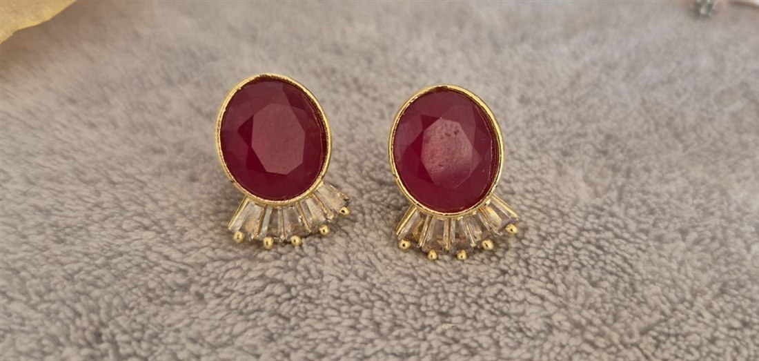 Ruby Cabochon Earrings